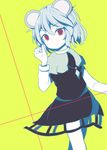  animal_ears bad_id bad_pixiv_id beni_shake capelet grey_hair mouse_ears nazrin pendulum red_eyes short_hair solo touhou yellow_background 