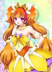  amanogawa_kirara bare_shoulders blush choker cure_twinkle earrings frilled_skirt frills gloves go!_princess_precure hand_on_hip hand_on_own_chin jewelry long_hair looking_at_viewer magical_girl multicolored_hair okayashi open_mouth orange_hair precure purple_eyes quad_tails red_hair ribbon skirt smile solo sparkle star star_earrings streaked_hair twintails two-tone_hair 