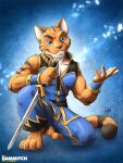 anthro felid hi_res kay kay_(legend_of_kay) legend_of_kay male mammal martial_arts martial_arts_uniform melee_weapon pantherine solo sportswear sword thedammitch tiger weapon