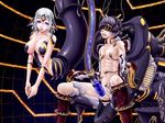  1boy 1girl breasts chair cum femdom gray_hair grey_hair luka_(mon-musu_quest!) mecha_musume mon-musu_quest! mon-musu_quest:_paradox penis penis_milking purple_eyes purple_hair smile 