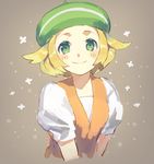  bel_(pokemon) beret blonde_hair blush flipped_hair green_eyes hat pokemon pokemon_(game) pokemon_bw short_hair smile solo upper_body weee_(raemz) 