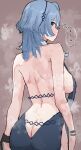  ... 1girl absurdres ako_(blue_archive) ako_(dress)_(blue_archive) ass blue_archive blue_dress blue_eyes blue_hair blush breasts closed_mouth commentary_request dress from_behind highres large_breasts looking_at_viewer looking_back official_alternate_costume solo spoken_ellipsis standing tori_no_shigure_ni 