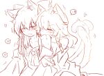  2girls animal_ear_fluff animal_ears ascot biting blood blush bow braid cat_ears cat_tail chinese_commentary closed_eyes commentary_request detached_sleeves frilled_bow frilled_hair_tubes frills hair_bow hair_tubes hakurei_reimu heart holding holding_another&#039;s_tail holding_with_tail kirisame_marisa multiple_girls niangao_(8490593) no_headwear one_eye_closed partially_undressed prehensile_tail side_braid single_braid spoken_heart sweatdrop tail touhou trembling yuri 