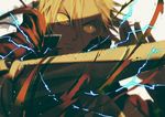  bad_id bad_pixiv_id blonde_hair braid edward_elric electricity fullmetal_alchemist furrowed_eyebrows hair_between_eyes long_hair long_sleeves looking_at_viewer male_focus motion_blur parted_lips ponytail popped_collar shade signature single_braid solo torn_clothes upper_body weapon wide-eyed yellow_eyes zwollowz 