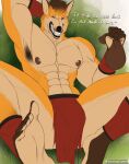 5_toes abs absurd_res ankle_guards anthro armpit_hair athletic athletic_anthro athletic_male bag body_hair bottomwear brown_bag brown_hair brown_nipples canid canine canis clothed clothing depictionexpress dialogue dingo eduardo_altera_(depictionexpress) english_text facial_hair feet first_person_view foot_fetish foot_play foot_shot foot_sole fur grassland hair hi_res humanoid_feet humanoid_hands loincloth looking_at_viewer lying male male_focus mammal multicolored_body multicolored_fur muscular muscular_anthro muscular_male nipples on_back partially_clothed plantigrade pubes pubic_stubble red_clothing showing_feet simple_background solo solo_focus talking_to_viewer text toes whiskers white_background wrist_guards