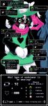 &lt;3 anthro blush bovid caprine deltarune dialogue dinosaur duo eyewear fangs female frist44 fur glasses goat hi_res horn male mammal ralsei reptile scalie scarf susie_(deltarune) swatch_(deltarune) tasque_manager teeth undertale_(series) white_body white_fur white_ribbon