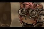  1girl amy_rose commentary cosplay english_commentary furry furry_female goggles green_eyes highres metamiie solo sonic_(series) upper_body wall-e wall-e_(character) wall-e_(character)_(cosplay) 