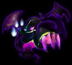  banette black_background claws fire ghost highres mega_banette nintendo pokemon pokemon_(game) pokemon_xy purple_eyes shadow zipper 