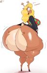 anthro antlers big_breasts big_butt blonde_hair bottomless breasts brown_body buckteeth butt clothed clothing deer deltarune dress english_text female hair hi_res horn huge_breasts huge_butt huge_hips huge_thighs hyper hyper_butt mammal new_world_deer noelle_holiday red_nose reindeer schplingnops smile solo teeth text thick_thighs topwear undertale_(series) vest wide_hips