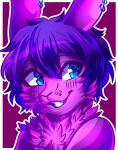 anthro blue_earrings blue_eyes fur headshot_portrait lagomorph leporid male mammal noctus portrait purple_body purple_fur rabbit siobun solo