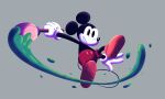 4_fingers anthro biped black_and_white_body black_body black_eyes black_nose bottomwear brush clothed clothing digital_media_(artwork) disney epic_mickey fingers footwear gloves grey_background grin handwear hi_res holding_brush holding_object holding_paintbrush looking_at_viewer male mammal mickey_mouse mouse murid murine paint paintbrush raised_leg red_bottomwear red_clothing red_shorts robotic_pastries rodent round_ears shoes shorts simple_background smile solo topless topless_anthro topless_male white_body white_clothing white_gloves white_handwear