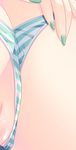  hatsune_miku nail_polish nanami_ayane panties panties_aside partially_visible_vulva solo striped striped_panties underwear vocaloid 