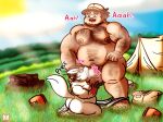 anthro big_butt butt deep_throat detailed_background digital_media_(artwork) duo duo_focus fellatio generation_3_pokemon group hi_res hiker_(pokemon) human male male/male mammal nintendo nipples nude oral oral_penetration overweight overweight_anthro overweight_male penetration penile pokemon pokemon_(species) red_panda_mirr rough_oral rough_sex sex zangoose