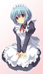  blue_hair cross_(crossryou) maid original red_eyes short_hair solo 