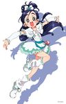  :d arm_warmers blue_eyes blue_hair blush boots cure_white dress earrings frilled_dress frilled_legwear frilled_skirt frilled_sleeves frills full_body futari_wa_precure half_updo heart heart_earrings highres jewelry knee_boots long_hair looking_at_viewer magical_girl open_mouth outstretched_arms precure ribbon shadow simple_background skirt smile solo walrus-ruin white_background white_footwear white_legwear yukishiro_honoka 