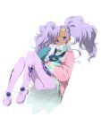  1girl creature dark-skinned_female dark_skin dress full_body long_hair long_sleeves looking_at_viewer meredy_(tales) murata_tefu pantyhose purple_eyes purple_hair purple_pantyhose quickie_(tales) simple_background solo tales_of_(series) tales_of_eternia twintails white_background 