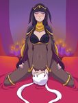  2girls bed black_hair candle cape cunnilingus eyes_closed fire_emblem fire_emblem:_kakusei hand_on_another's_head hand_on_head multiple_girls my_unit my_unit_(fire_emblem:_kakusei) nintendo oral rha sitting_on_face sitting_on_person tharja uncensored white_hair yuri 