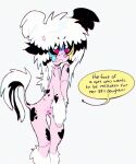 :c ambiguous_gender anthro canid canine canis chinese_crested_dog domestic_dog english_text fr34kpet fur hair hairless hairless_dog mammal pink_body pink_fur sad scene_(subculture) solo text toy_dog white_hair