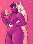 anthro asriel_dreemurr big_butt blush boss_monster_(undertale) bottomwear bra butt catty_(undertale) clothing dracozhilla dry_humping duo felid female from_behind_(disambiguation) girly hi_res holding_wrist hug humanoid male male/female mammal mug pants slightly_chubby sports_bra undertale undertale_(series) underwear yoga_pants