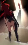  2girls amaha_masane armor ass back dress highres long_hair long_sleeves multiple_girls nora_(witchblade) red_hair revealing_clothes shadow standing stitched witchblade 