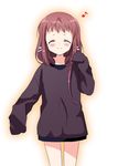  brown_hair closed_eyes hazuki_(nukisasi) long_hair mukaido_manaka nagi_no_asukara smile standing sweater 
