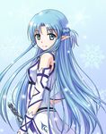  asuna_(sao) asuna_(sao-alo) blue_eyes blue_hair detached_sleeves highres long_hair pointy_ears shishen sword sword_art_online very_long_hair weapon 