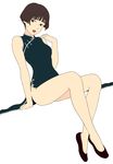  brown_eyes brown_hair china_dress chinese_clothes dress gake_no_ue_no_ponyo jas lisa_(ponyo) mature open_mouth short_hair simple_background sitting solo studio_ghibli sweatdrop white_background 