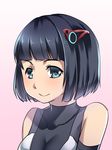  :&gt; aburai_yui black_eyes black_hair blue_eyes hair_ornament hairclip lynlee_kuu short_hair smile solo xenoblade_(series) xenoblade_chronicles_x 