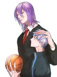  bad_id bad_pixiv_id basketball blue_eyes blue_hair doku_(dokaek) height_difference kuroko_no_basuke kuroko_tetsuya male_focus multiple_boys murasakibara_atsushi necktie purple_hair 