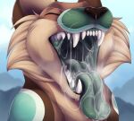 absurd_res anthro bodily_fluids canid canine canis drooling hi_res male male/male mammal open_mouth saliva slime tike tikewolf tongue wolf
