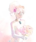  akutsumi bad_id bad_pixiv_id blonde_hair blue_hair bouquet bridal_veil bride closed_eyes cloud_hair dress elbow_gloves flower gloves grin long_hair multicolored_hair nia_teppelin smile solo tengen_toppa_gurren_lagann two-tone_hair veil wedding_dress 