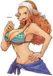  1girl animal_ears animal_nose aosora2823 bikini bikini_top_only body_fur breasts brown_fur furry furry_female highres large_breasts long_hair looking_at_viewer navel one_piece open_mouth orange_hair snout solo swimsuit upper_body wanda_(one_piece) 