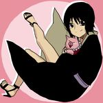  1girl black_eyes black_hair high_heels japanese_clothes kuukai_(adexi) legs looking_at_viewer naruto pig shizune_(naruto) short_hair smile tonton_(naruto) 