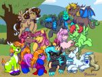 ambiguous_gender aura_star_(auramaster151) bff chickadee_(vivi) deer dragon duckface emmy_pony equid equine fan_character female friends friendship_is_magic group group_photo group_picture happy hasbro horn horse male mammal my_little_pony mythological_creature mythological_equine mythological_scalie mythology pegasus pony ribbun_(ribbun) scalie shell_spin swag unicorn uniomie wings zeke_v
