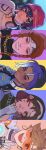  5girls :i backwards_hat baseball_cap bb_brigitte black_choker black_eyes black_hat black_jacket blonde_hair blue_background blue_hair blue_sports_bra blush braid brigitte_(overwatch) brown_eyes brown_hair chain chain_necklace choker close-up closed_mouth column_lineup d.va_(overwatch) dark-skinned_female dark_skin dazzle_d.va facial_mark finger_to_cheek freckles gold_chain gradient_hair grin hairband hat head-mounted_display head_tilt headband headphones headphones_around_neck high_ponytail highres jacket jewelry kira-kira_kiriko kiriko_(overwatch) looking_at_viewer medium_hair mole mole_under_eye multicolored_hair multiple_braids multiple_girls necklace one_eye_closed open_clothes open_jacket open_mouth orange-tinted_eyewear orange_background overwatch overwatch_2 perfect_night_(le_sserafim) pink_background pink_beanie pink_hair pink_nails portrait purple_eyes purple_hair short_hair simple_background slay_star_sombra smile sombra_(overwatch) sports_bra sweatband teeth theresssa1 tinted_eyewear tongue tracer_(overwatch) traysi_tracer two-tone_hair whisker_markings white_hairband white_headband x_facial_mark yellow_background 