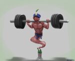 barbell belt canid canine clothing exercise genie headgear headwear humor male mammal michanicks mostly_nude muscular muscular_male protein_shake religious_clothing religious_headwear shaker simple_background sketch solo turban weights workout