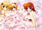  :d absurdres bathtub breasts bubble fate_testarossa food food_themed_hair_ornament fruit fujima_takuya hair_ornament heterochromia highres large_breasts lyrical_nanoha mahou_shoujo_lyrical_nanoha_vivid multiple_girls nude open_mouth rubber_duck sacred_heart scan scrunchie shared_bathing smile strawberry strawberry_hair_ornament takamachi_nanoha vivio wrist_scrunchie 