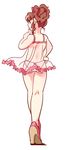  ass babydoll background_base brown_hair crossdressing crossed_legs from_behind hair_ribbon hand_on_hip high_heels legs lingerie looking_to_the_side male_focus original otoko_no_ko panties ponytail profile ribbon see-through simple_background solo standing thighs thinking underwear underwear_only urakuso watson_cross white_background 