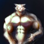 abs anthro biceps big_muscles domestic_cat drakei felid feline felis looking_at_viewer male mammal muscular muscular_male pecs simple_background solo standing veiny_arms white_body