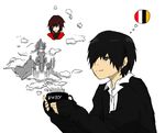  1girl black_hair cape commentary cup monty_oum_(creator) ruby_rose rwby short_hair xan_keizah 