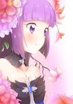  aikatsu! aikatsu!_(series) bad_id bad_pixiv_id blush enelis flower hikami_sumire idol long_hair purple_eyes purple_hair smile solo 