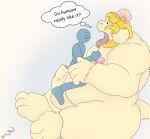 anthro asgore_dreemurr blonde_hair body_hair boss_monster_(undertale) bovid caprine duo english_text fur goat hair hi_res jon_noj male male/male mammal open_mouth oral_vore size_difference text tongue undertale undertale_(series) vore white_body white_fur