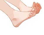  1girl barefoot commentary dorsiflexion english_commentary feet feet_only foot_focus meme original out_of_frame simple_background solo sydus toenails toes twitter_strip_game_(meme) white_background 