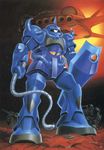  aircraft dodai_ys gouf gun gundam mecha mobile_suit_gundam official_art shield weapon zaku zaku_ii 