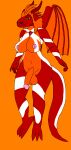 anthro devo_gamer20 dragon drake_flame hair herm hi_res intersex markings mythological_creature mythological_scalie mythology orange_body orange_hair orange_skin red_body red_scales scales scalie white_markings