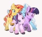  4girls bilidongdong blonde_hair blue_eyes blue_fur blue_hair green_eyes long_hair multicolored_hair multiple_girls my_little_pony my_little_pony:_friendship_is_magic no_humans pink_eyes pink_fur purple_eyes purple_fur red_hair simple_background starlight_glimmer streaked_hair sunset_shimmer trixie_lulamoon twilight_sparkle two-tone_hair unicorn white_background white_hair yellow_fur 