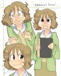  1girl book crying highres izumi_sakura nichijou snowii_cat sweatdrop 