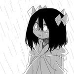  bad_end cloak constricted_pupils crying crying_with_eyes_open diamond etihw glowing glowing_eyes greyscale haiiro_teien looking_up lowres mogeko_(okegom) monochrome rain simple_background solo spoilers tears wet wet_clothes wet_hair white_background 