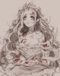  1girl bleeding blood crown_of_thorns holding holding_blade holding_knife holding_weapon knife long_hair looking_up slay_the_princess sleepywednesday the_thorn_(slay_the_princess) thorns very_long_hair weapon 