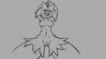 andromorph animated anthro dancing fangs felid feline female first_person_view generation_9_pokemon genitals intersex lewd_angel mammal meowscarada monochrome navel nintendo pokemon pokemon_(species) pussy simple_background smile solo teeth